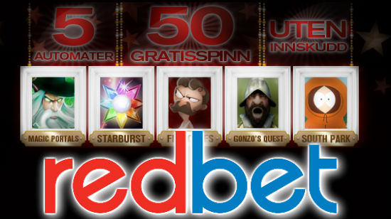 5 spelautomater och 50 free spins hos Redbet